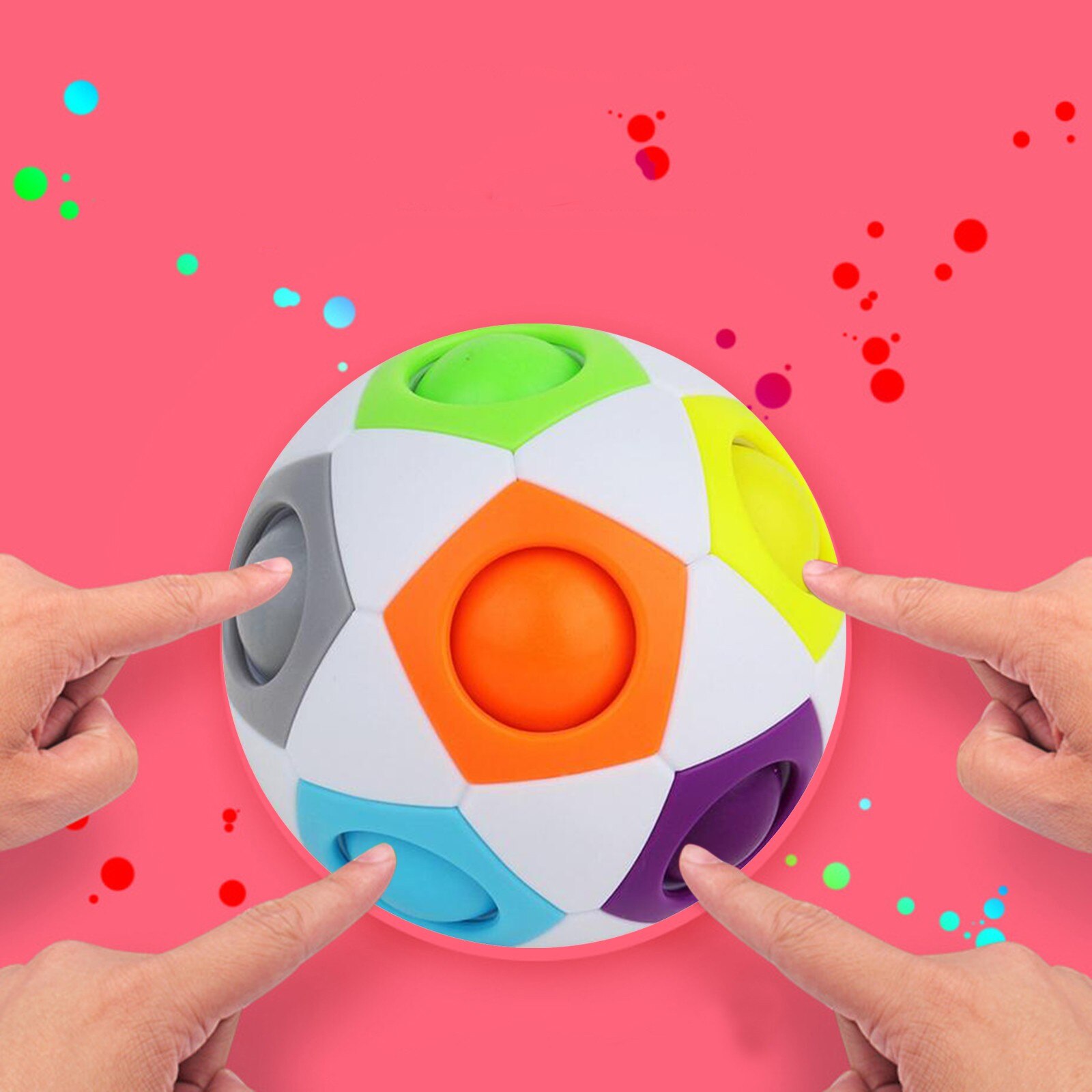 2Pcs Antistress Cube Rainbow Bal Puzzels Voetbal Magische Kubus Educatief Speelgoed Voor Volwassen Kinderen Stress Reliever Speelgoed