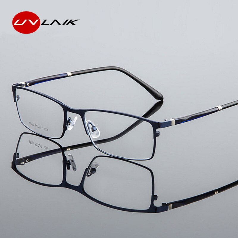 UVLAIK Steel Alloy Glasses Frame Men Business Casual Metal Myopia Optical Spectacle frame Clear Lens
