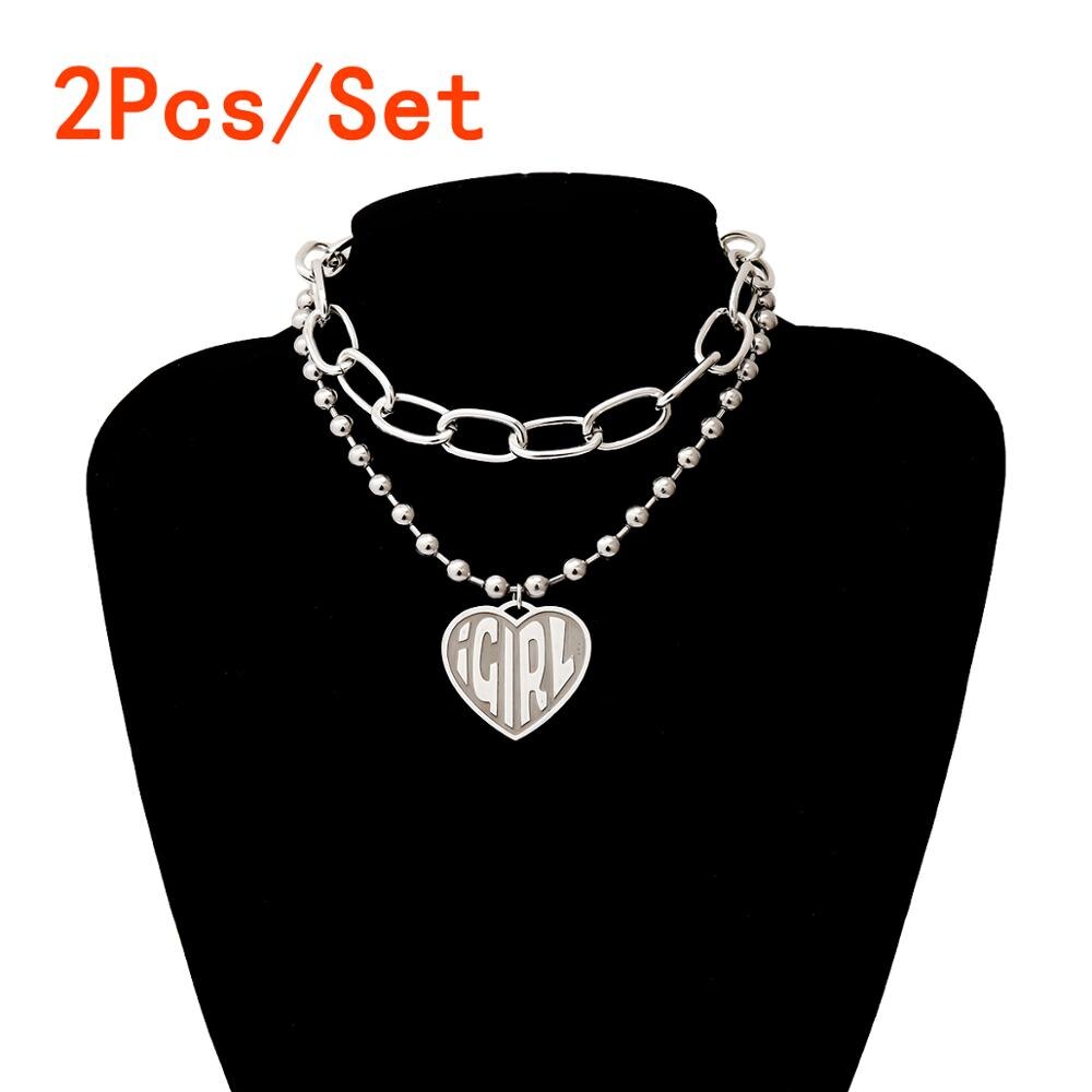 Multi Schicht Liebhaber sperren Lariat Anhänger Halsband Halskette Steampunk Männer Herz Kubanischen klobig Kette Halskette Frauen Schmuck