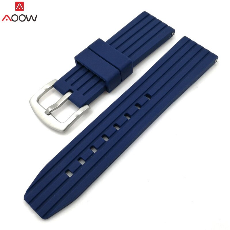 Aoow generieke horlogeband siliconen rubberen horlogeband banden 20mm 22mm 24mm waterdichte horlogeband riem accessoires: Blauw / 22mm