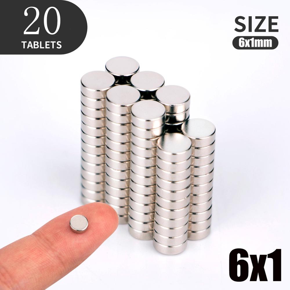 20 50 100PCS/Lot 4X2 5x2 6x1 6x2mm Magnet Small Round Magnet Strong magnets Rare Earth Neodymium Magnet: 20pcs(6x1)