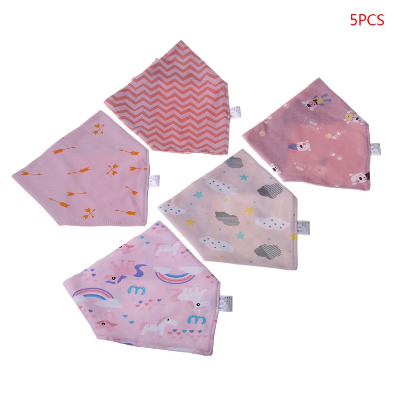 5 pz/pacco bavaglini per neonati in cotone bavaglino neonato sciarpa asciugamano per bambini ragazzi ragazze Bandana Saliva triangolo dribbling
