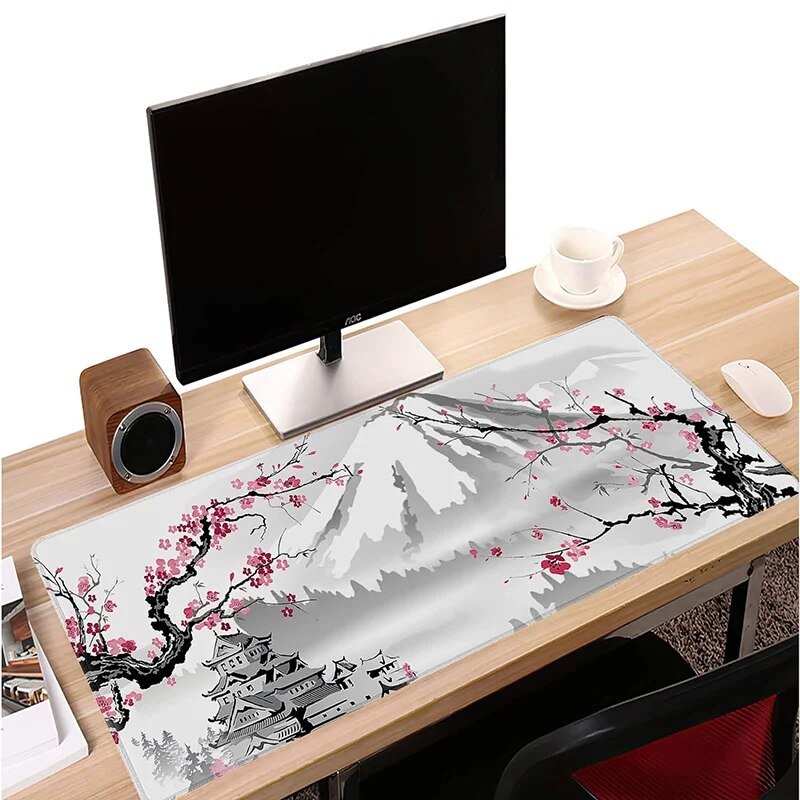 Alfombrilla de ratón Gaming XL Home HD Sakura japonesa flor de cerezo XXL teclado antideslizante alfombra de oficina alfombrilla de ratón para ordenador portátil