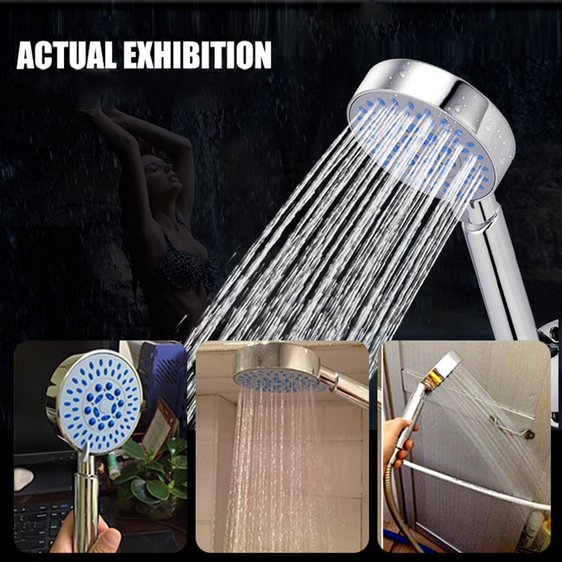 Vijf Functie Douchekop Met Chrome Silicagel Gaten Waterbesparende Douchekop Neerslag Ronde Handdouche ZJ006