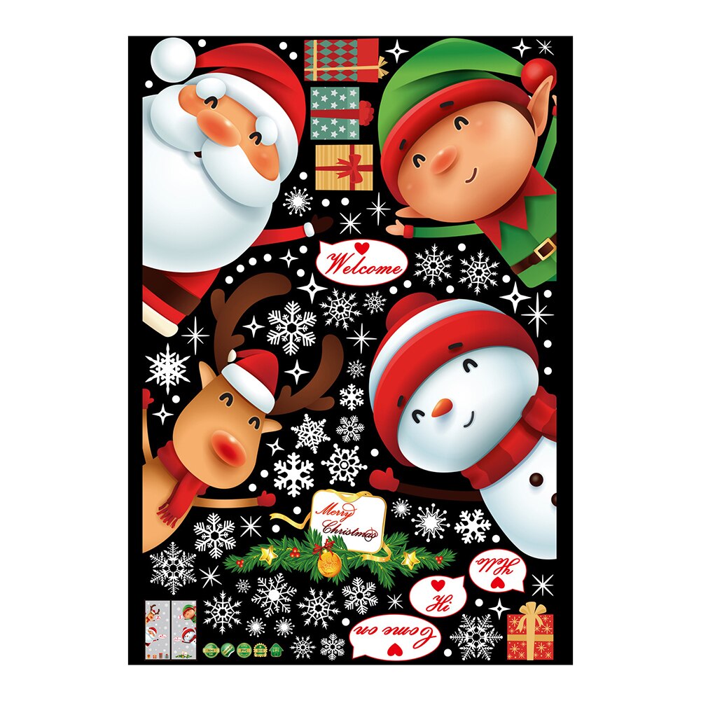 60*90cm Removable Christmas Wall Stickers DIY Window Mural Decals Xmas Santa Snowflakes Wallpaper Home Decorations: 2