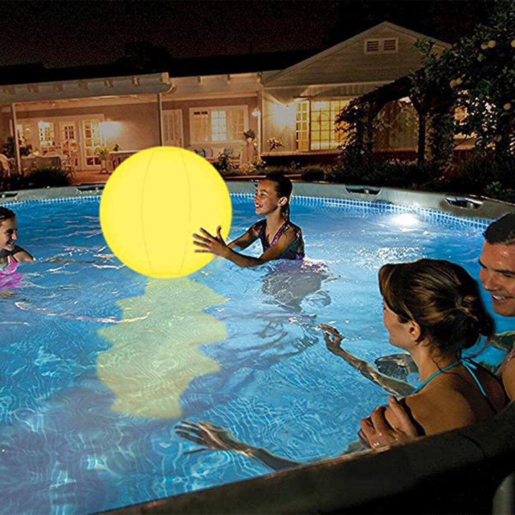 Glowing Ball Funny Inflatable Luminous Ball Remote Control LED Ball Decorative Beach Ball for Outdoor Swimming Pool Outside#g4