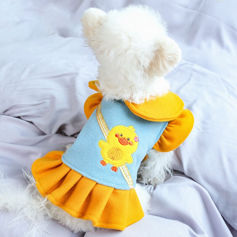 Petcircle Huisdier Kleding Teddy Pommeren Bichon Kleine Hond Herfst En Winter Schattige Eendje Jurk Wollen Bib