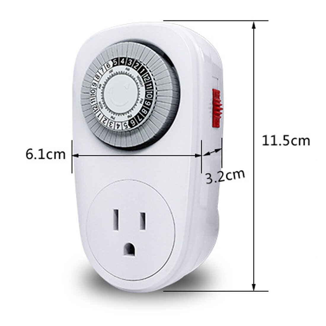 24 Hours Programmable Mechanical Mini Timer Switch Smart Countdown Switch Socket 125V 15A White