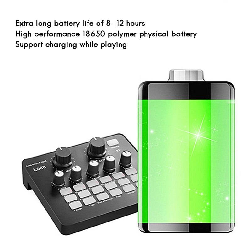 Sound Card Built-in Multiple Sound Effects USB Computer Sound Card for Smartphone / PC