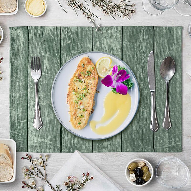 Wood Grain Dining Table Mat Rectangle Heat Insulation Placemat Dining Table Tableware Kitchen Supplies Home Decorative