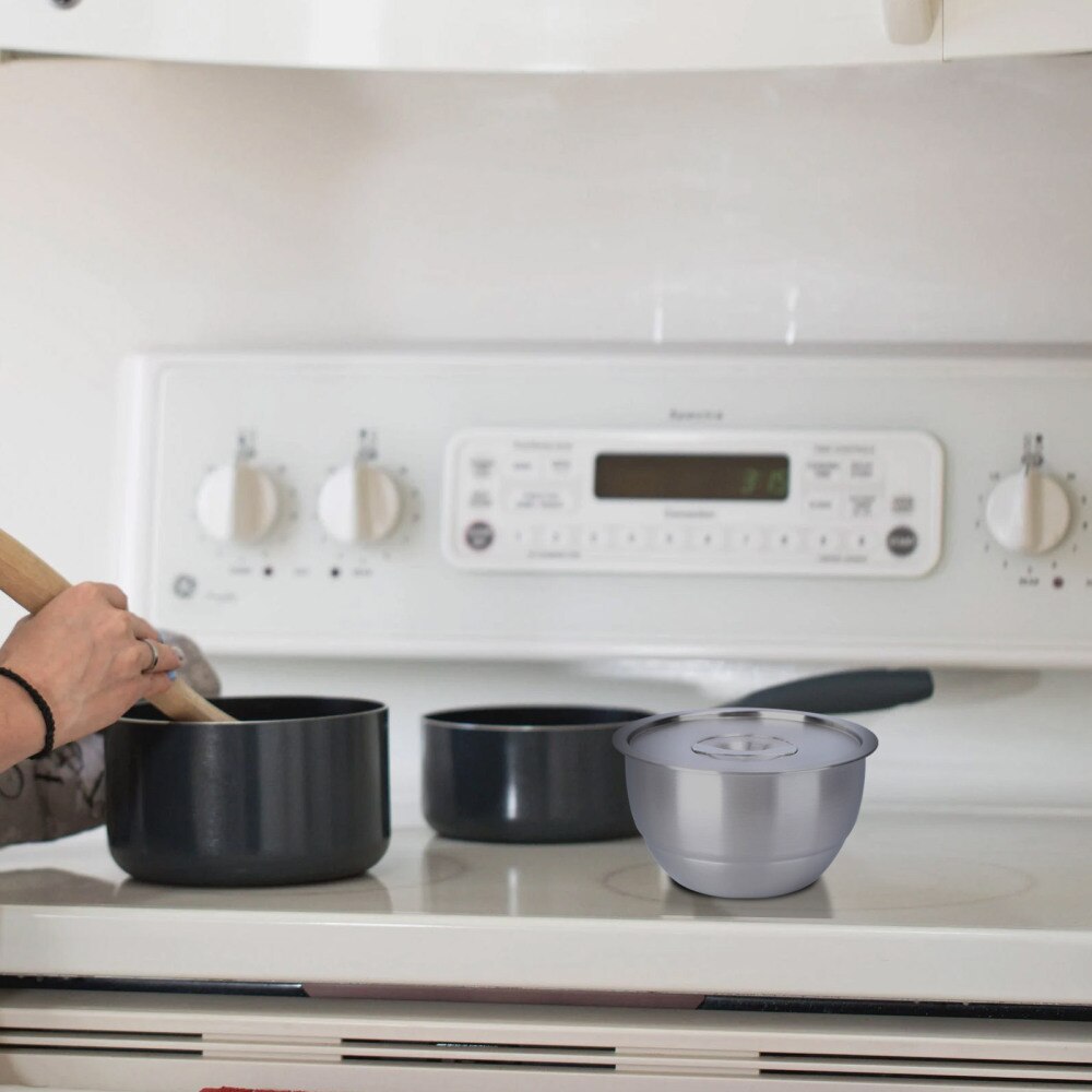 1Pc bol inox avec couvercle grand bol à soupe bol de riz cuit à la vapeur bol à ragoût