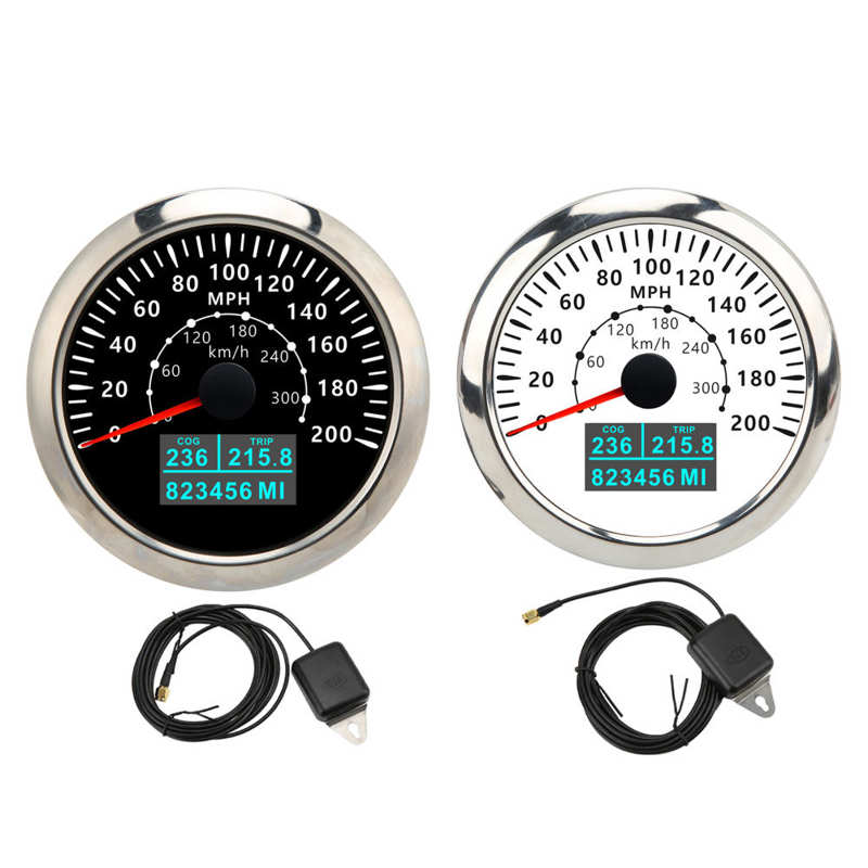 85Mm Gps Snelheidsmeter 0 ‑ 200MPH 0 ‑ 300 Km/h IP67 Waterdichte Digitale Kleurrijke Backlight Kilometerteller Voor Rv Boot gps Velometer