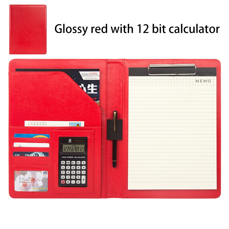 335*240mm A4 multifunktions Geschäft Büro Gewidmet Ordner Vertriebsleiter Leder Clip/vertragsunterzeichnung Carpetas Pasta Escolar: glänzend rot 12 bisschen