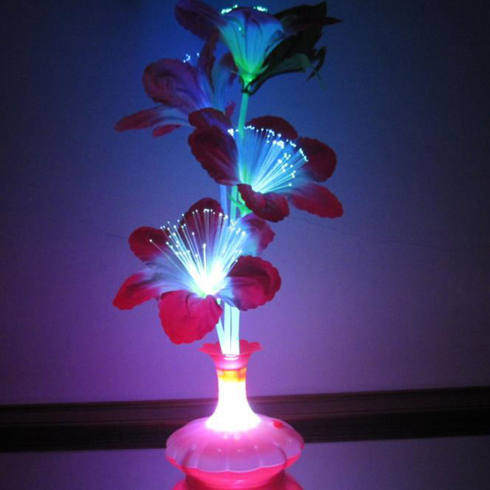 1 Pcs Led Fiber Bloem Kapok Vaas Glasvezel Lamp Nachtlampje Podium Decor Professionele Verlichting Supply Glasvezel Lamp