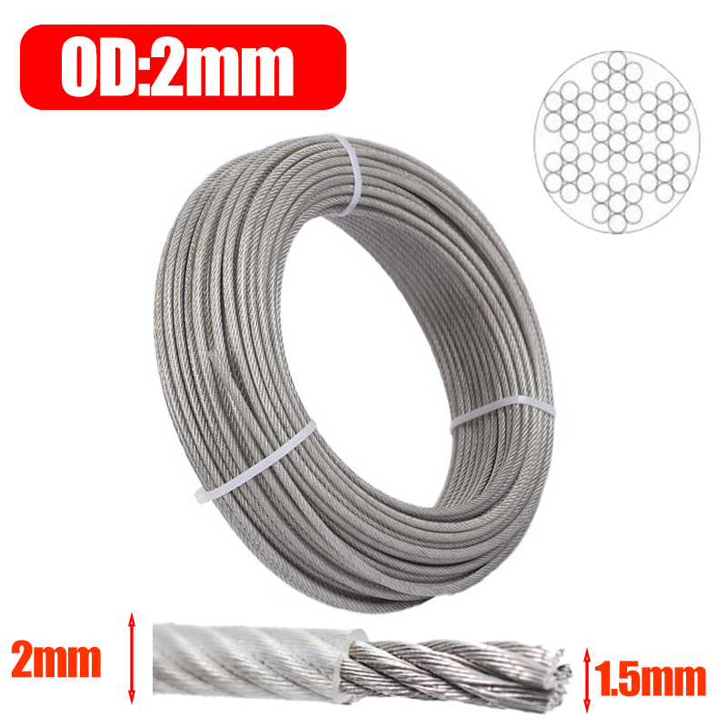 Roestvrij staaldraden Touw Metalen lijn Bosmaaier Trimmer Waslijnen Touwen Grasmaaiersnoer Slijtvaste ophangingstouwen: Paars / 30 M