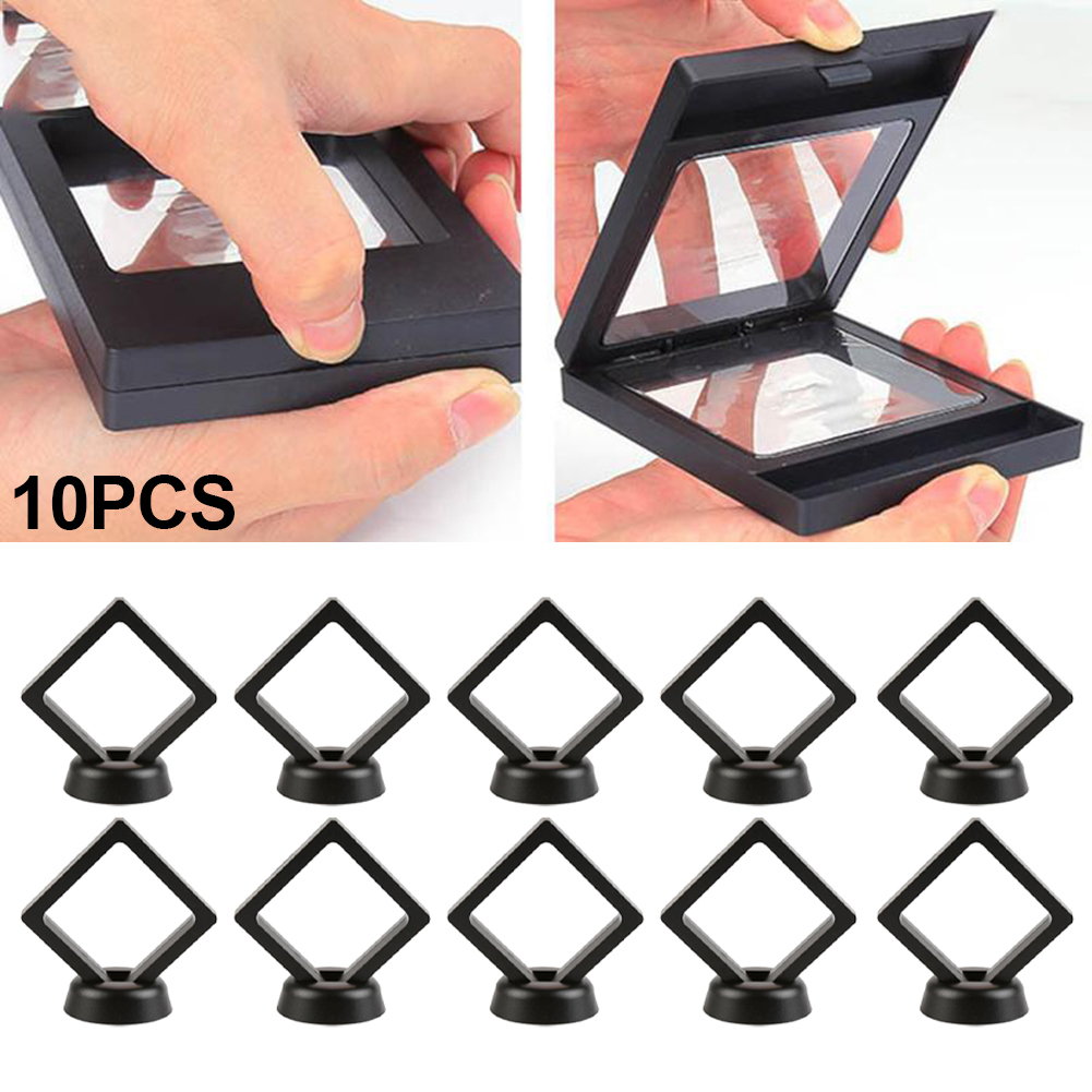 5/10PCS 3D Drijvende Fotolijst Stand Box Clear Sieraden Ring Coin Vitrine 70*70*20mm Home Decoratieve