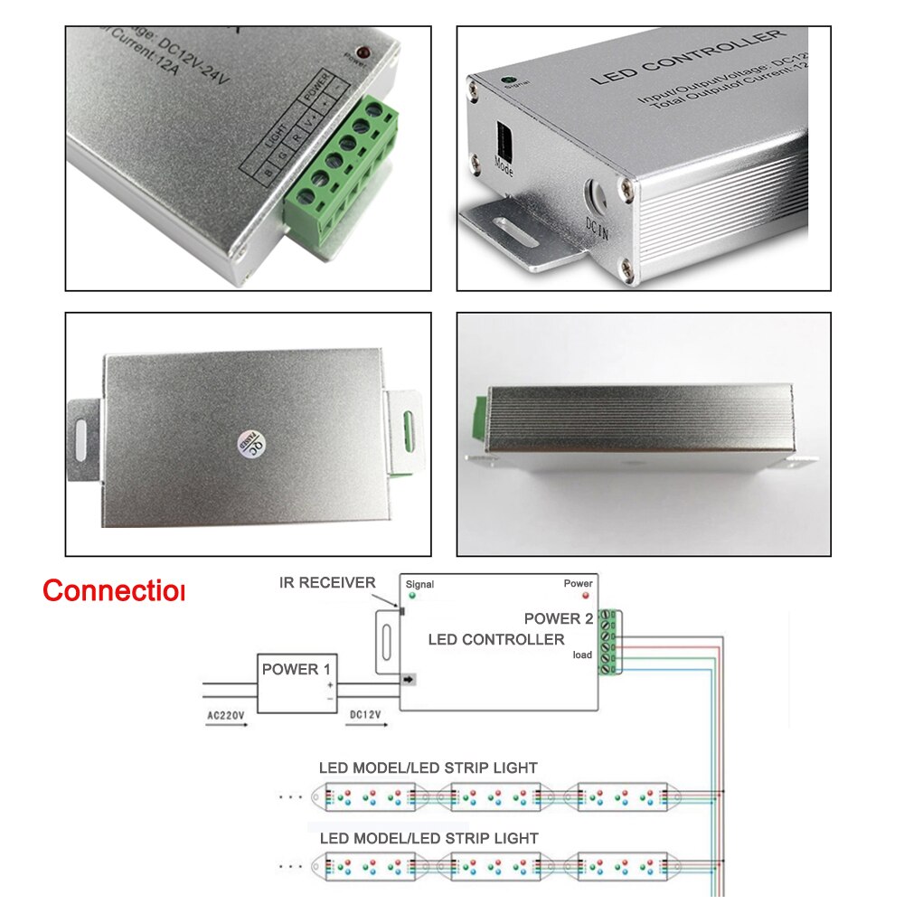 144W RGB IR Remote Controller DC12-24V 24 / 44key For 5050 12A RGB Led Strip Tape Lighting