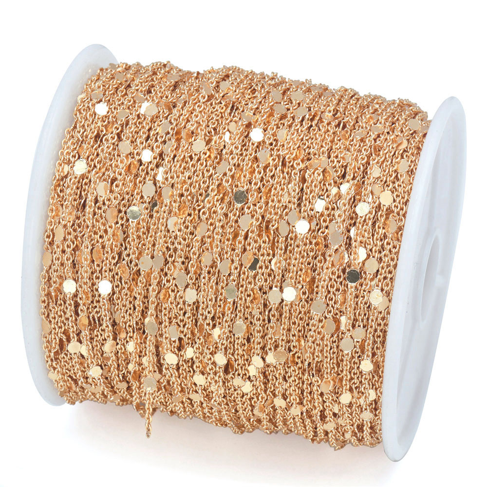 5 m/rouleau 1.5mm paillettes chaîne cuivre câble chaînes or argent collier Bracelet bricolage chaîne bijoux faisant des composants: Bleu