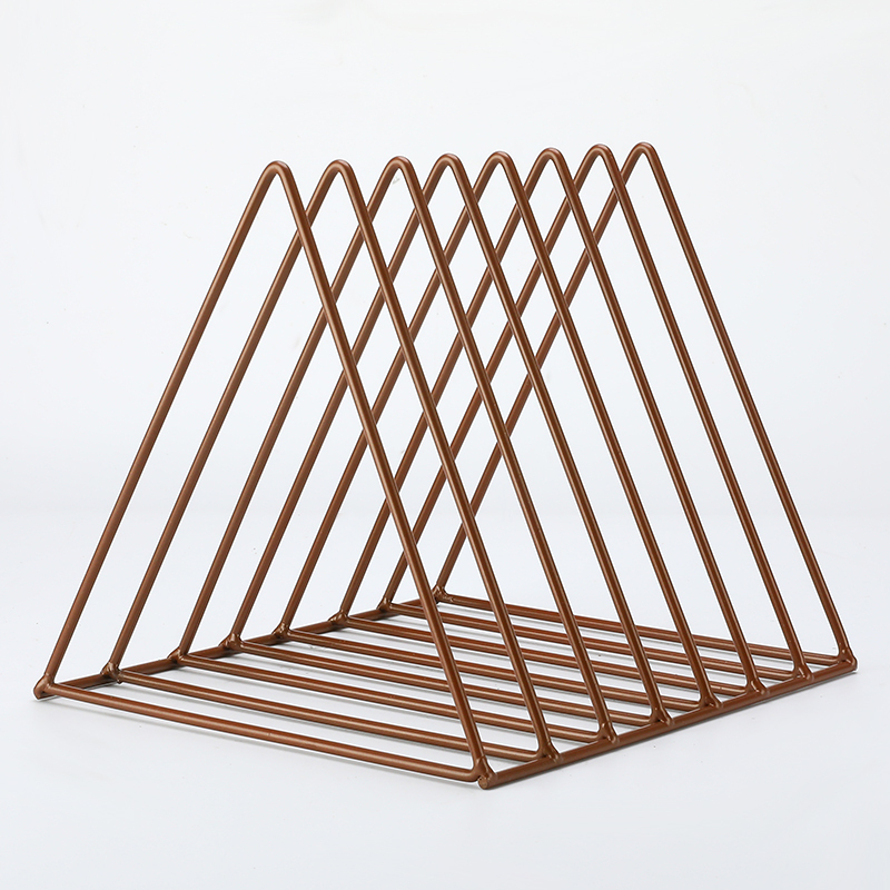 7 gitter trekant fil opbevaring hylde bogstander nordisk smede desktop jern fil bog bogholder kontor skrivebord opbevaring bog arrangør: Bronze
