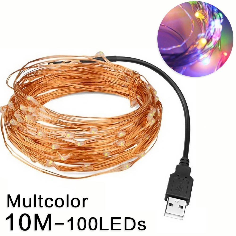 Guirnalda de luces LED USB de 2/5/10/20M para Navidad, , boda, decoración del hogar, árbol de Navidad, luces de hadas intermitentes: Amarillo claro