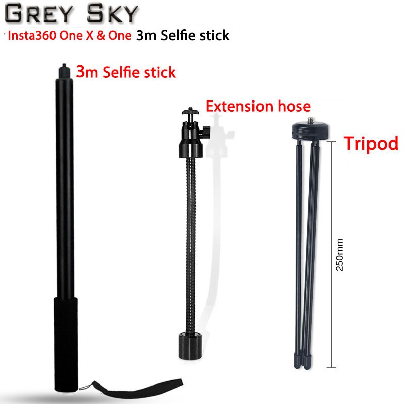 3m Aluminum Alloy Pole Super Long Five-section Telescopic Selfie Stick For Insta360 One X & One R 360 VR Camera Accessories: Package 3