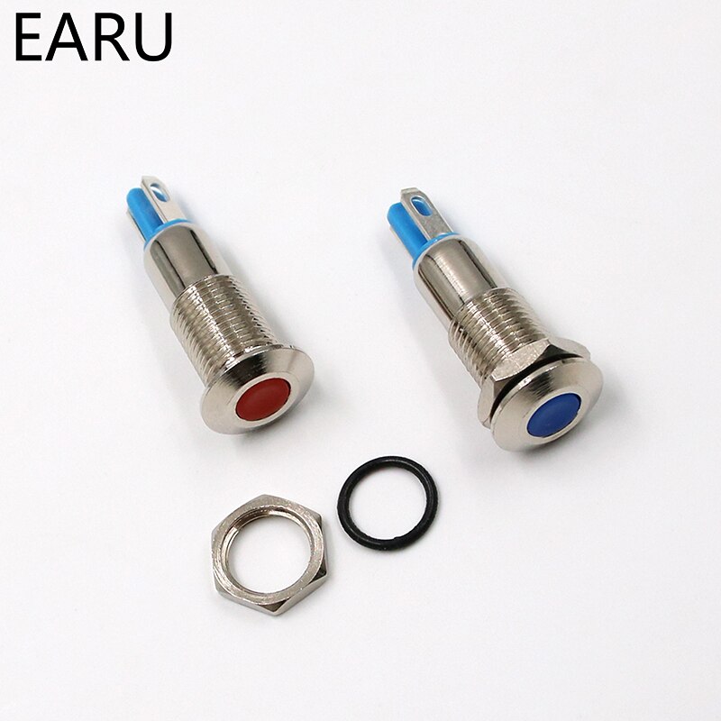 Gebildet 5stks 8mm AC/DC 12-24V LED Metalen Indicator Licht Waterdichte Signaal Lamp Pilot Dash Directional met Draad(Groen