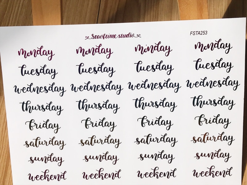 1pc Week Gold stamping sticker English Words Adhesive Stickers Decorative Sticker DIY Planner Diary Scrapbooking album Stickers