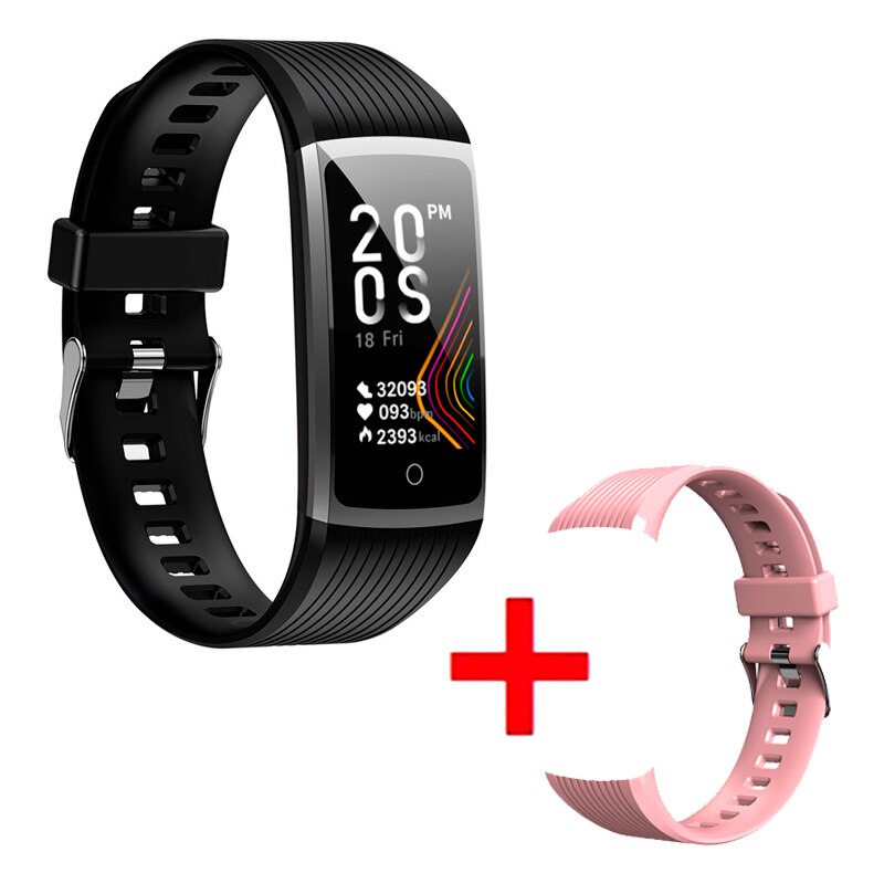 Smart Armband R12 sport uhr band 5 Fitness Tracker Herzfrequenz Blutdruck Wasserdichte Armband Für HuaWei Ehre IOS Telefon: Black Add Pink Strap