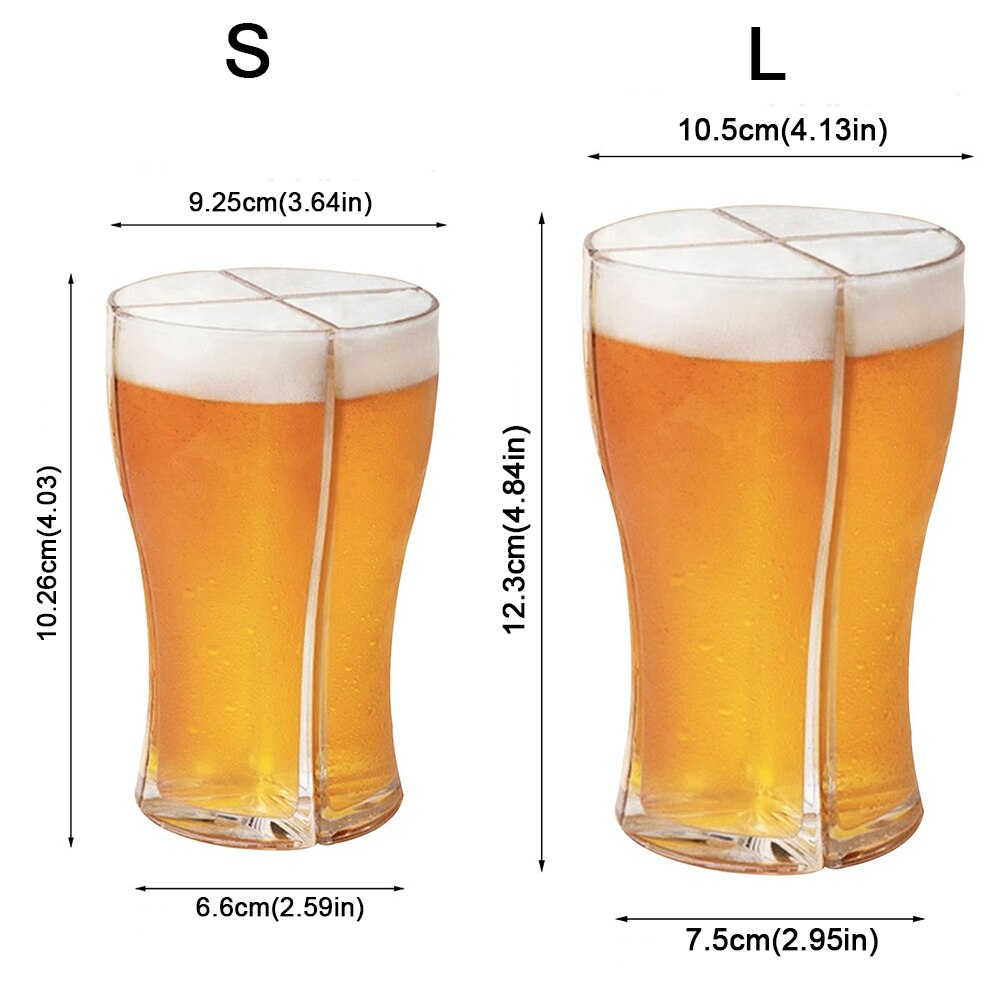 Copo de vidro grosso da caneca da cerveja da grande capacidade para a festa da barra do clube 12.3x10.5x7.5cm super schooner copos de cerveja caneca separável 4 parte