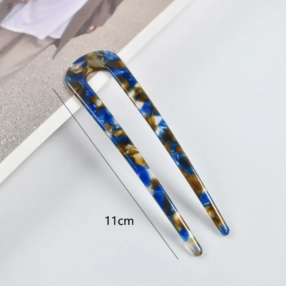Horquilla para el pelo en forma de U, palitos para el pelo de geométrico a la de acetato, horquilla de carey, accesorios para la cabeza para mujeres y niñas