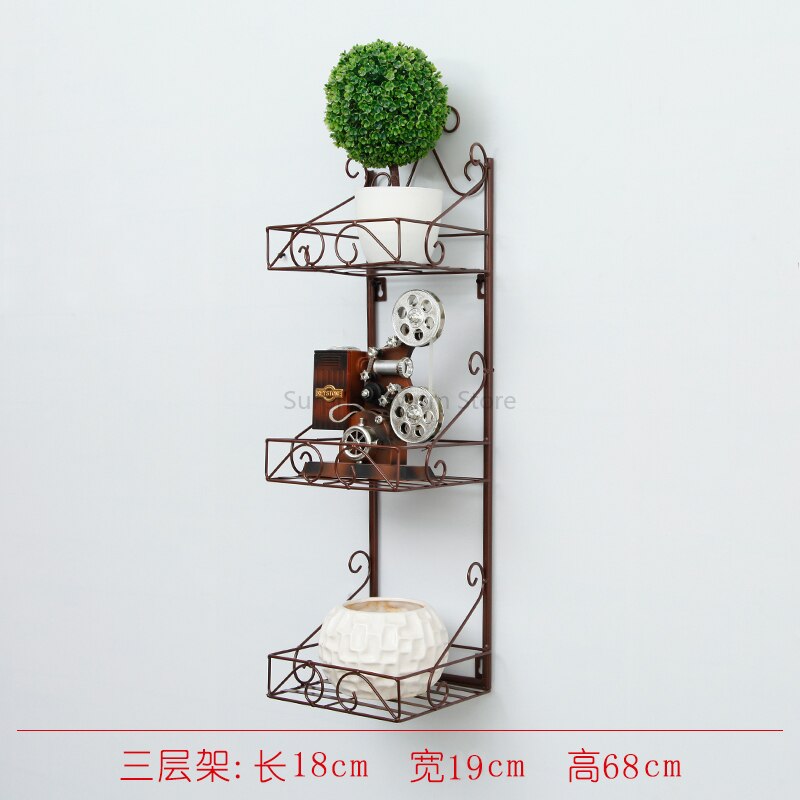 Multi-Lagen Opslag Muur Manicure Cosmetica Display Stand Moderne Metalen Nagellak Organizer Opslag Rack Plank Voor Muur: brown narrow side