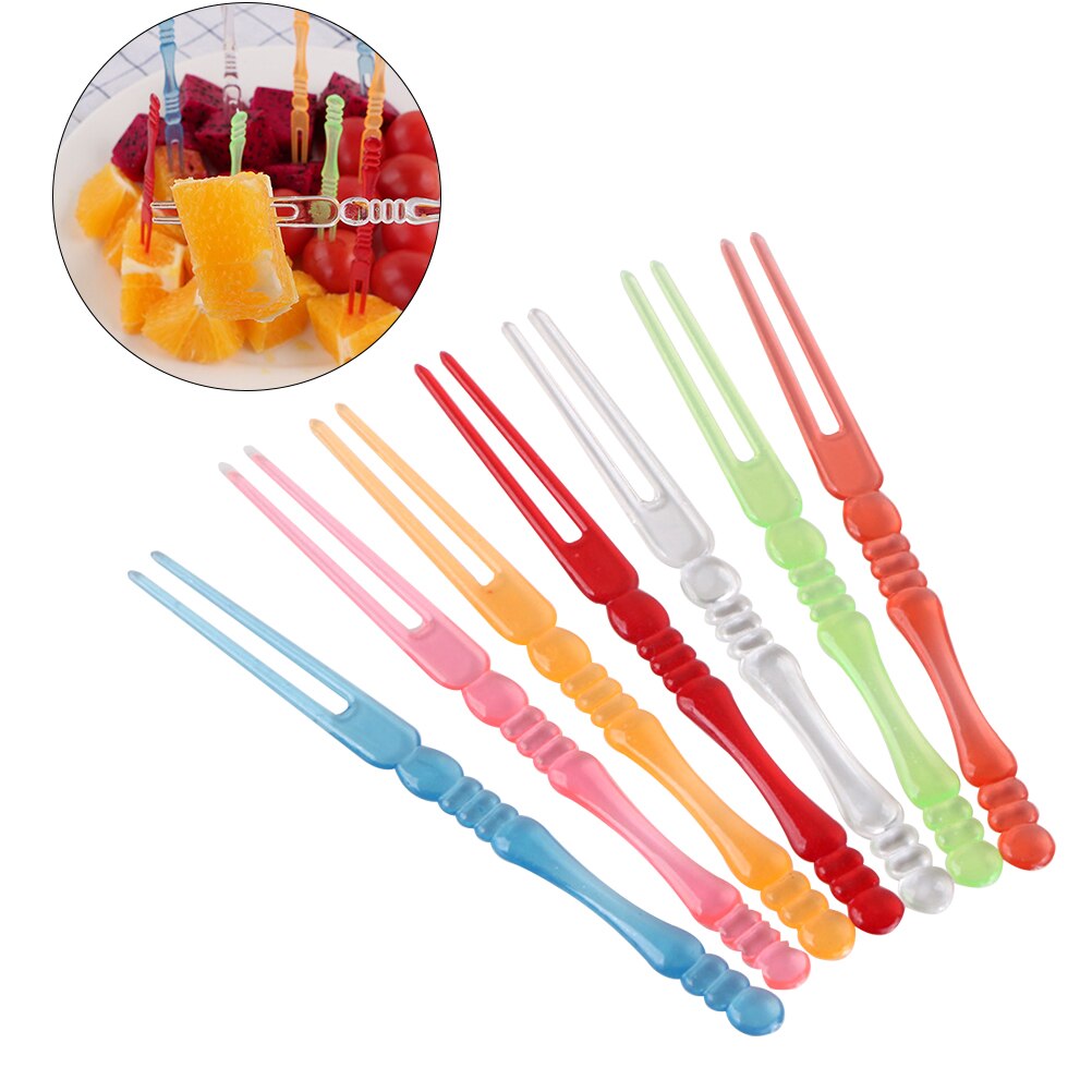 80Pcs Wegwerp Cupcake Voedsel Vorken Plastic Fruit Picks Voorgerecht Picks Cocktail Party (Kleurrijke)