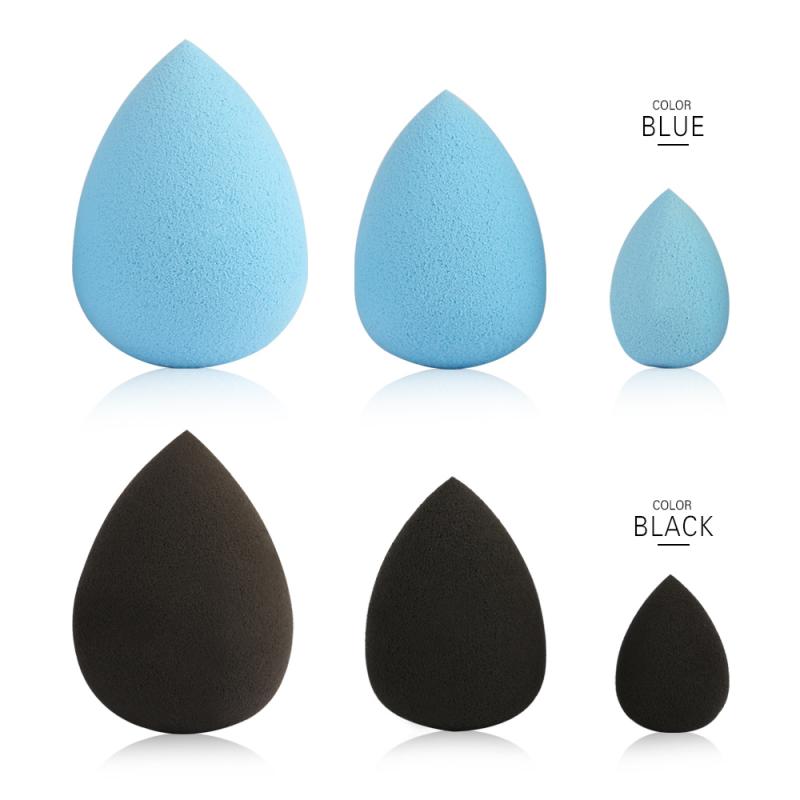Esponja de maquillaje Pro Foundation de 3 piezas, esponja para mezclar sombra de ojos con forma de gota de agua, herramienta para maquillaje con aumento de agua