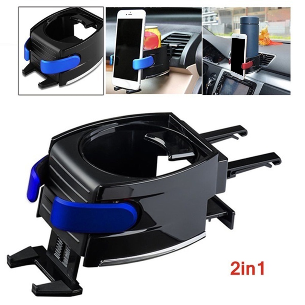 Car Air Vent Drink Cup Bottle Holder 2 In 1 Adjustable Mobile Phone Mount Bracket Stand Cradle