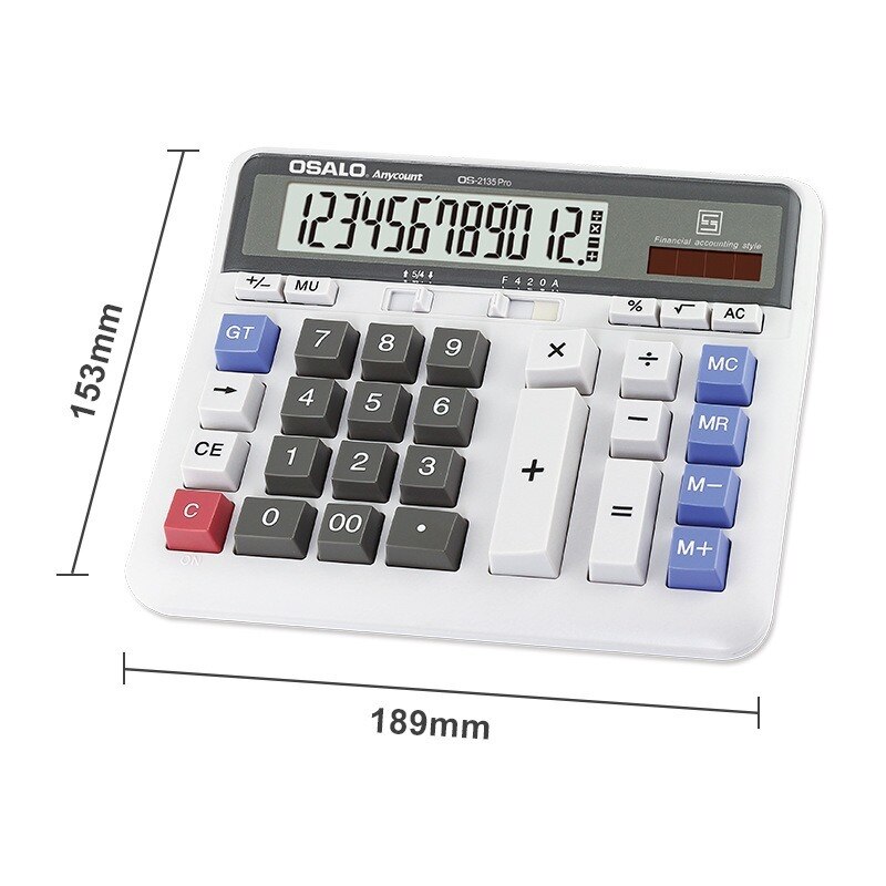 Calculator desktop financial bank environmental abs solar dual 12-bit monitor 2135 for calculator clamshell summons white