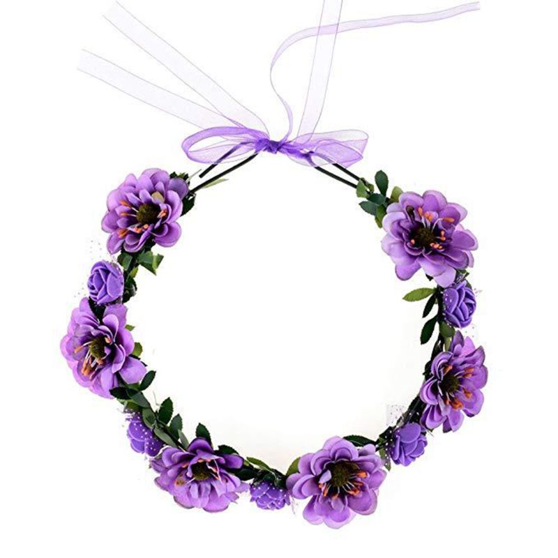 Diadema de flores rosa hecha a mano para niña y mujer, guirnalda Floral, banda para el pelo, corona, decoración ajustable, tocado de boda