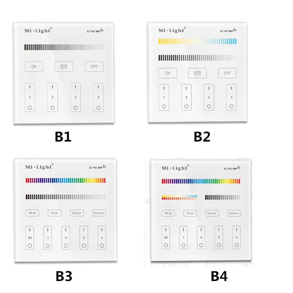 Miboxer smart touch panel dæmpbar dæmpning/ct/rgb/rgbw/rgb+cct led strip lys controller 2.4g trådløs fjernbetjening  p1/p2/p3/t1/t2/t3