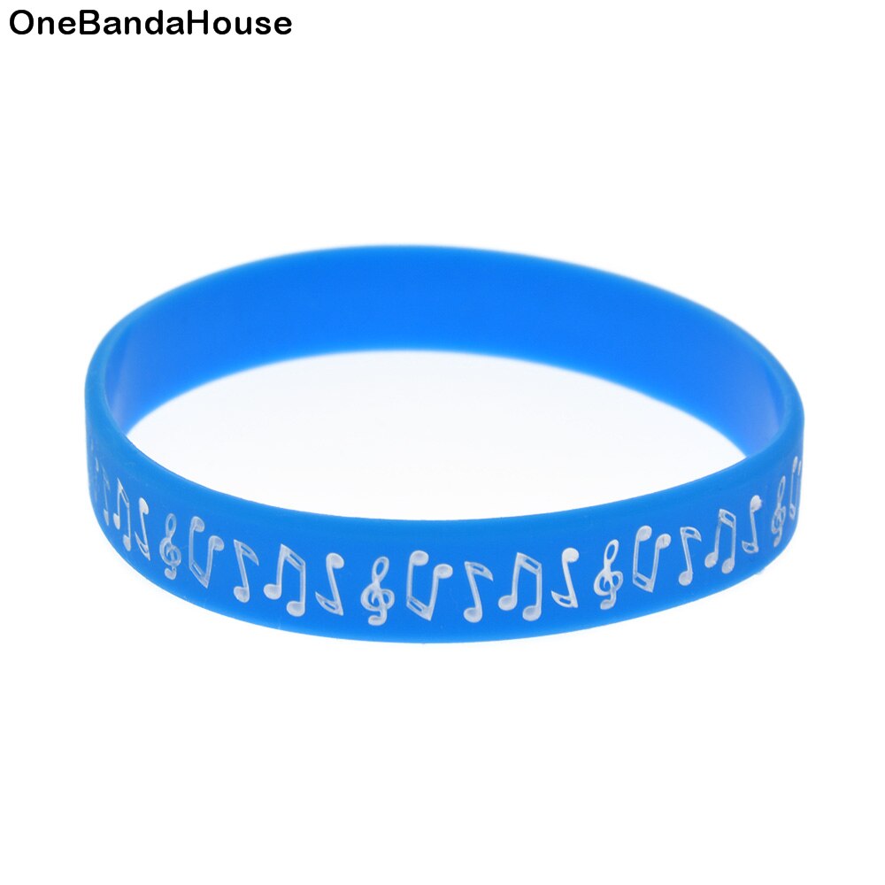 1PC Music Note Silicone Wristband Debossed and Filled in Color