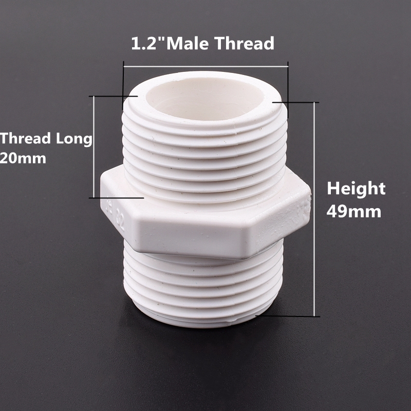 1/2"~2" Male Thread Equal Diameter Joints PVC Pipe Connector Garden Irrigation Fish Tank Aquarium Drainage Intake Joint: 2Pcs / Female Thread 1.2