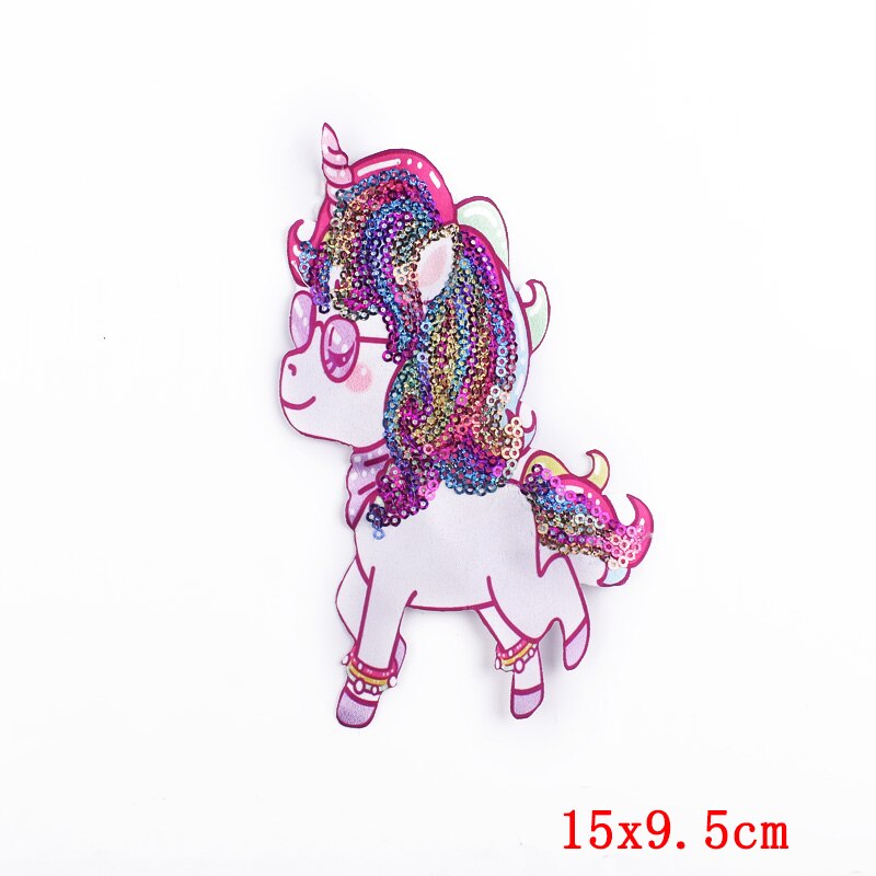 Beautiful Sequins Animals Unicorn Patch For Clothes Iron On Embroidered Patches For Clothes Appliques Stickers T-shirt Jacket: DB0883CT