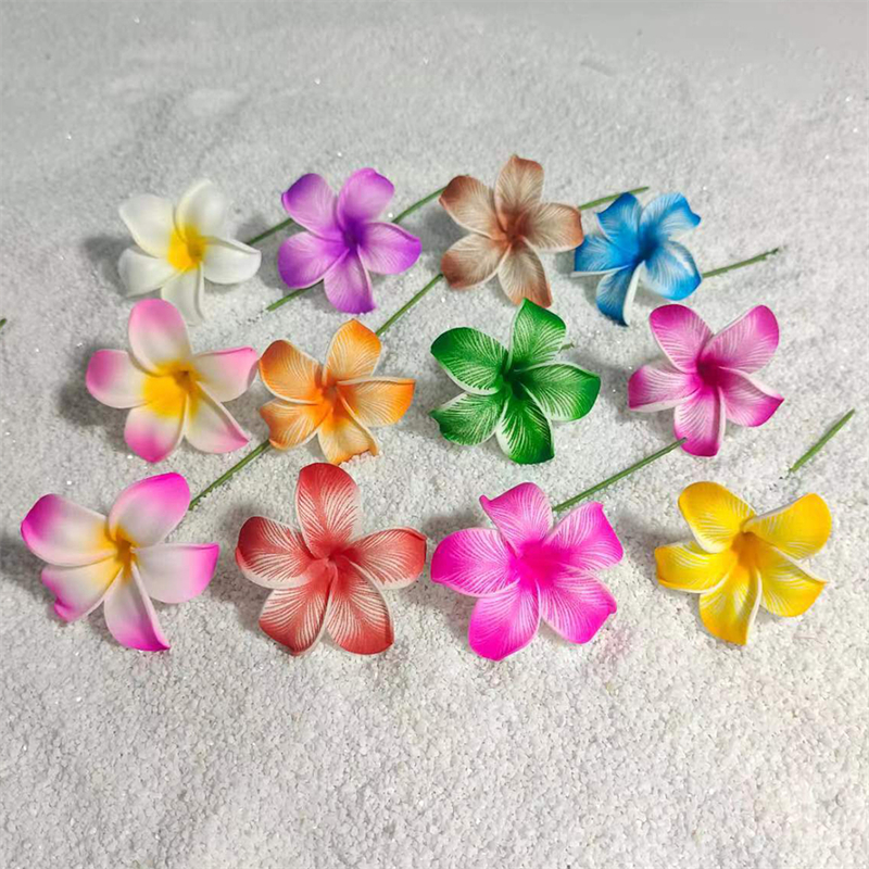 12 piezas de pinzas para el cabello de flores de Plumeria hawaiana, tocados de flores de espuma de playa de 2,4 pulgadas para accesorios para de boda: Multicolor