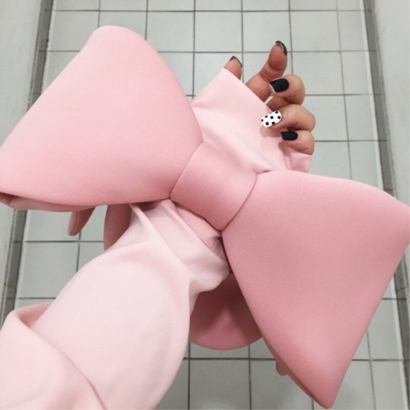 Big Bow Handbags Luxury Spacewadding Women Bag Butterfly knot Black Tote Evening Cotton Clutch 5 colors: Pink handbag