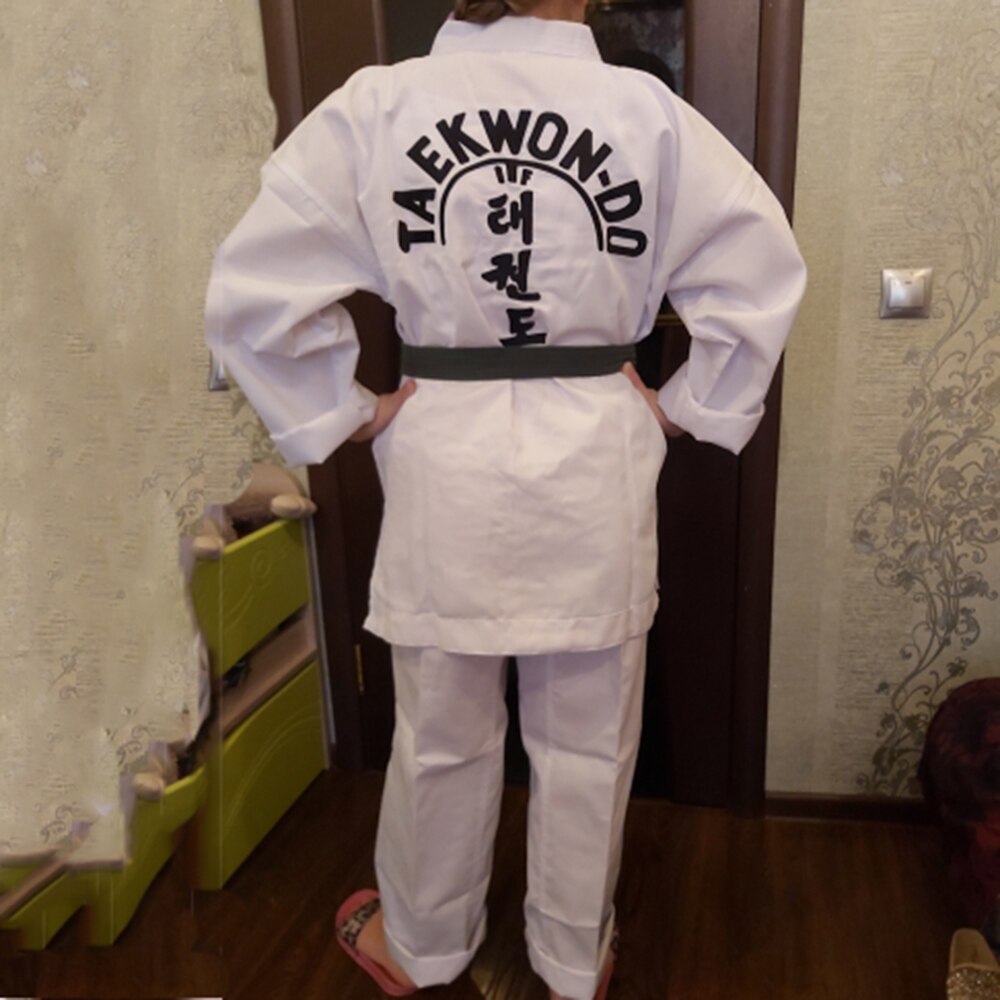 Traditionele Itf Student Uniform Witte Taekwondo Uniform Kid Adult Taekwondo Pak Dobok Kleren Lange Mouw Fitness Training