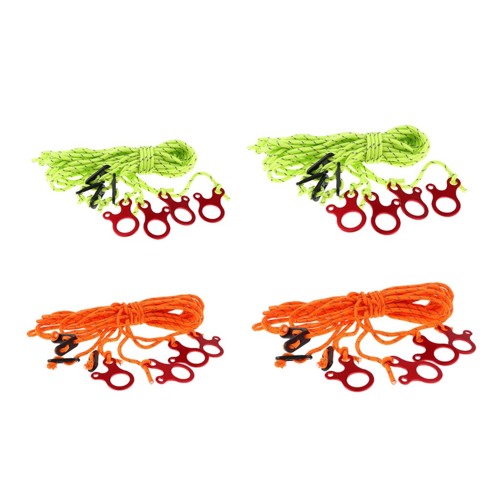 4 pièces 4mm réfléchissantes bâches de pluie tente Guide corde Guy ligne cordon avec ajusteurs pour la randonnée Camping sac à dos