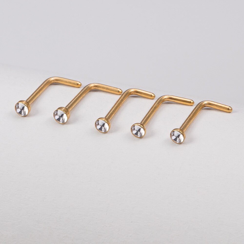 5 uds anillos de nariz para mujer 20G tornillo nariz Stud corazón Luna estrella bola Acero inoxidable narina Piercing tabique cartílago joyería: PLATEADO