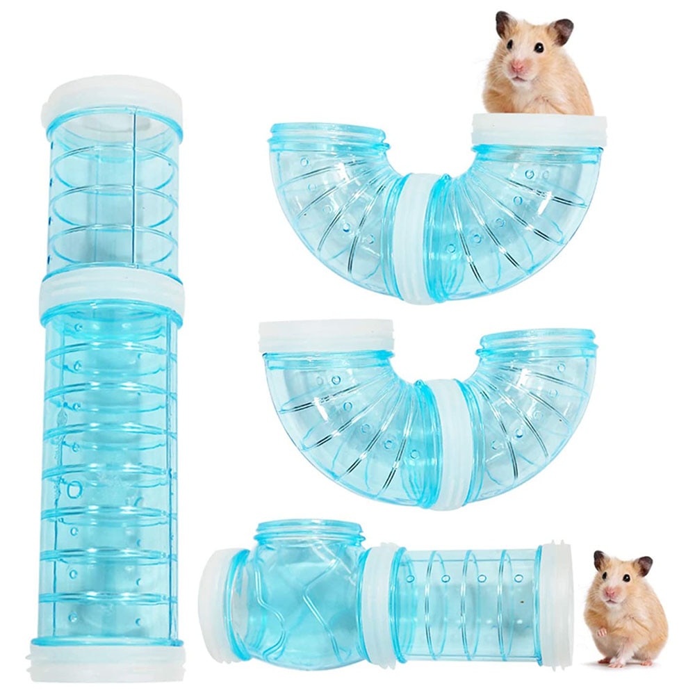 Tubos de plástico tipo U para entrenamiento, tubos de línea de tubos de plástico para entrenamiento conectado con túneles de juguete externos para animales pequeños, jaula de hámster, suministros de productos: blue