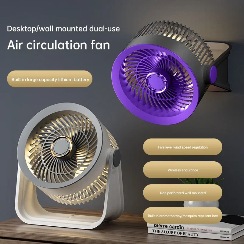 Mini Fan Office Dormitory Desktop Fan Silent High Air Volume 5-speed Adjustable