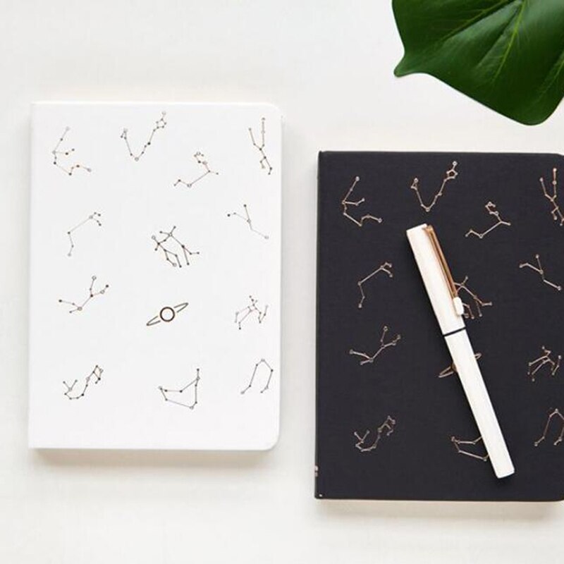 Note Book Constellation Hardcover Diary Blank Inner Page Sketchbook Black White Cover School Stationery Bullet Journal