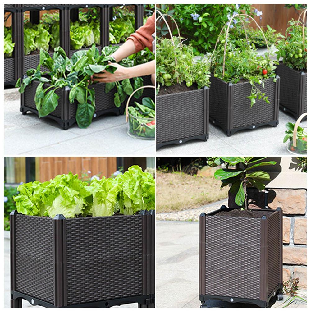 European Family Balcony Vegetable Pot Modern Planting Box Rectangle Family Balcony Plastic Flower Pot Raised Garden Bed