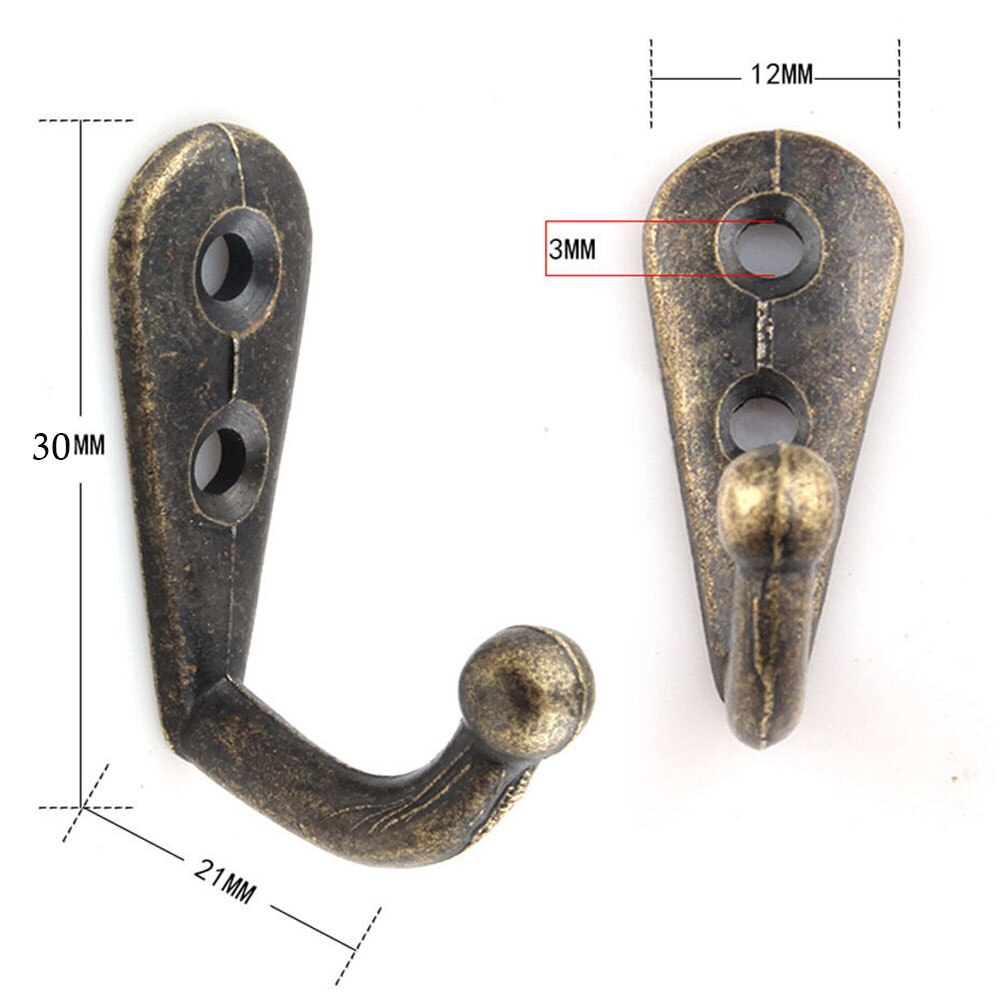 10pcs Wall Door Metal Antique Hooks Hanger For Key Clothes Coat Hat Bags Towel